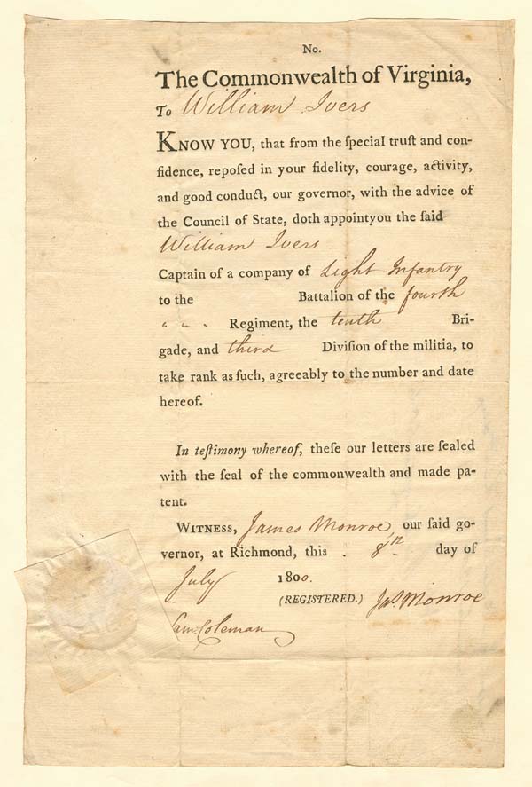 James Monroe signed Document - Rare Document Variety - Presidential Autograph